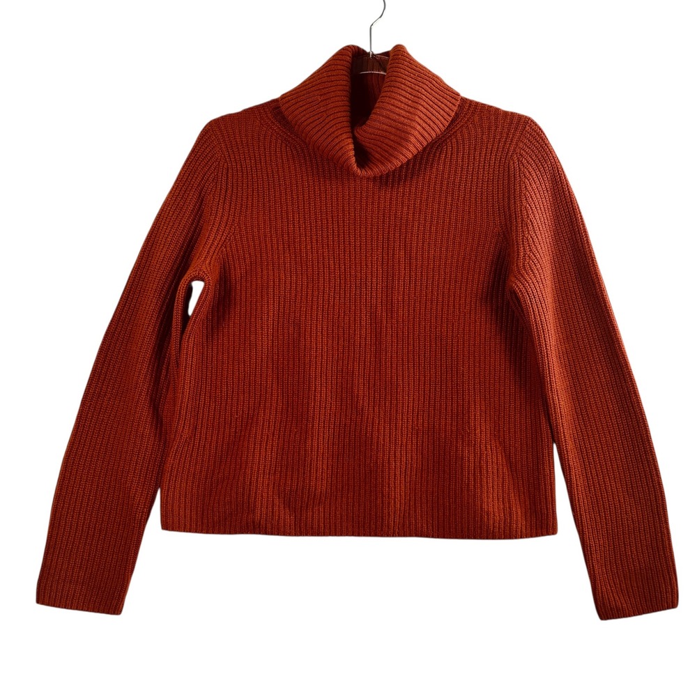 Banana Republic 100% Cashmere‎ Turtleneck Sweater Rust Orange Ribbed XS Cottage